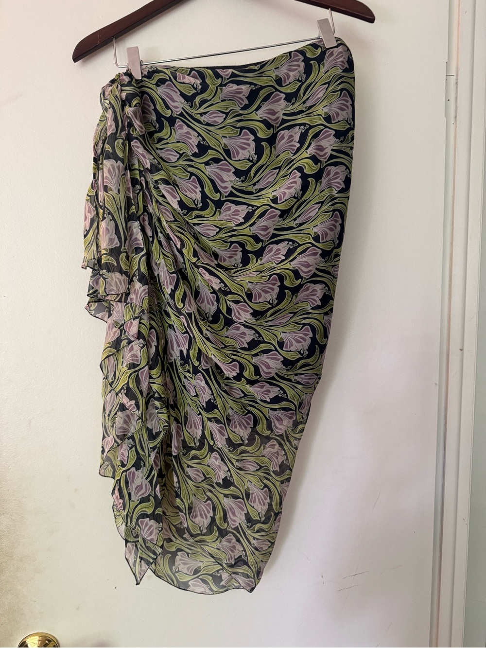 Jason Wu Black Floral Print Draped Skirt